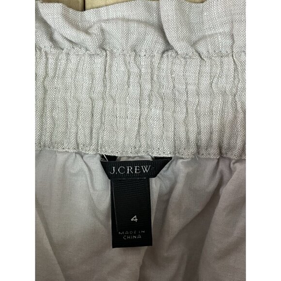 J.CREW Linen Skirt Womens Sz 4 Beige Paperbag A Line Lined Summer Travel Beach - Picture 2 of 5